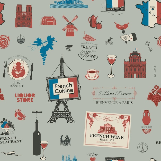 seamless background on theme of france