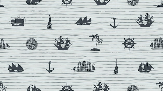 Vector seamless background on theme of sea travel