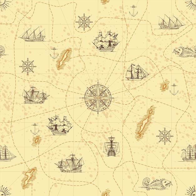 Seamless background on theme of sea travel