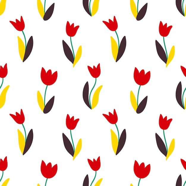 Vector seamless background of tulip flowers