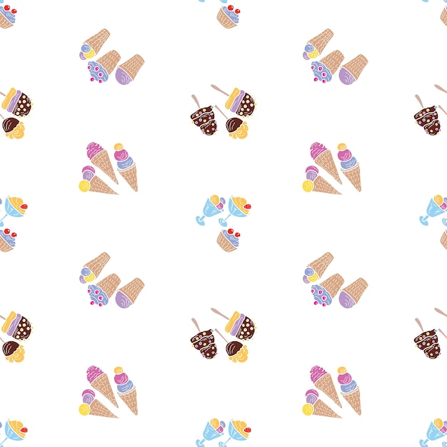 Seamless background of various sweet ice cream
