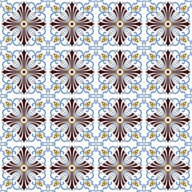 Seamless background, vintage cross spiral vine tile pattern.