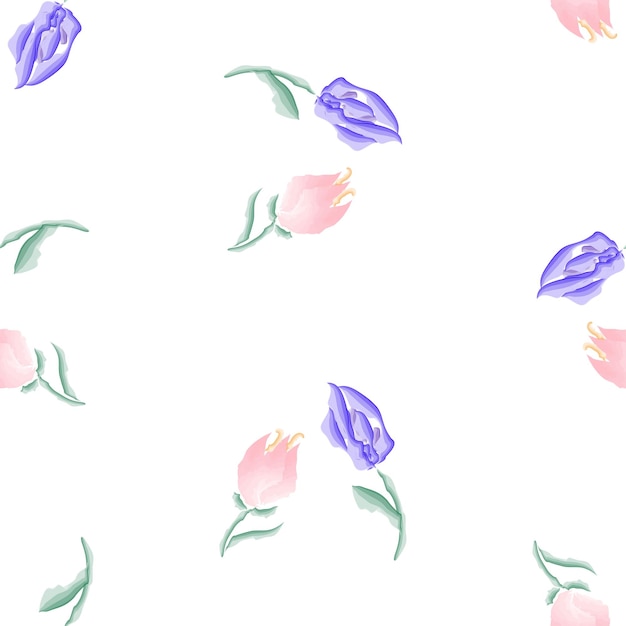 Seamless background of watercolor buds of delicate flowers