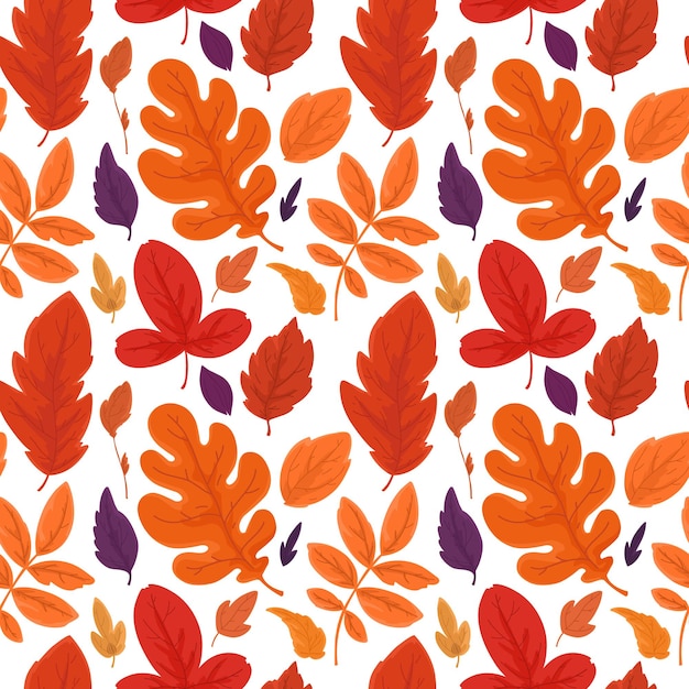 Vector seamless background with autumn leaves and berries