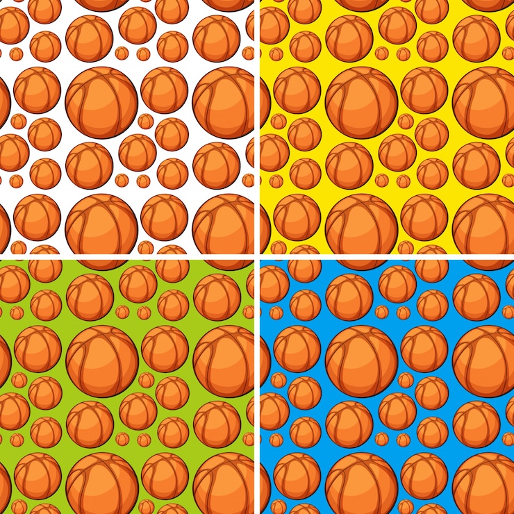 Vector seamless background with basketballs