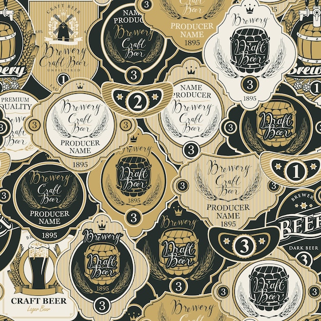 Seamless background with beer labels