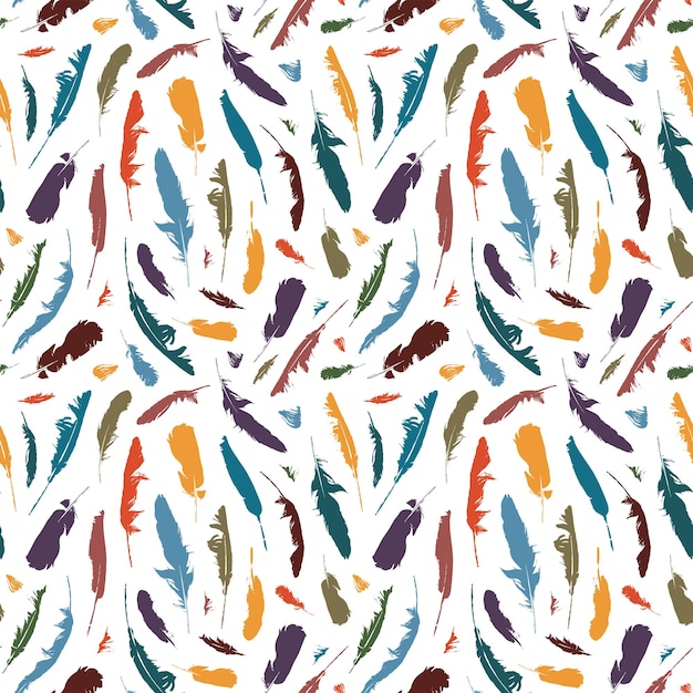 Vector seamless background with bird feathers