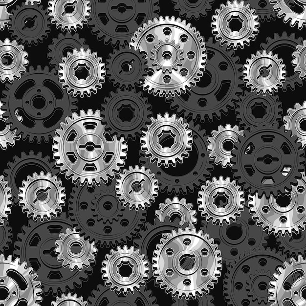 Seamless background with black silver gears