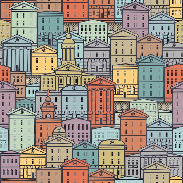 seamless background with city buildings