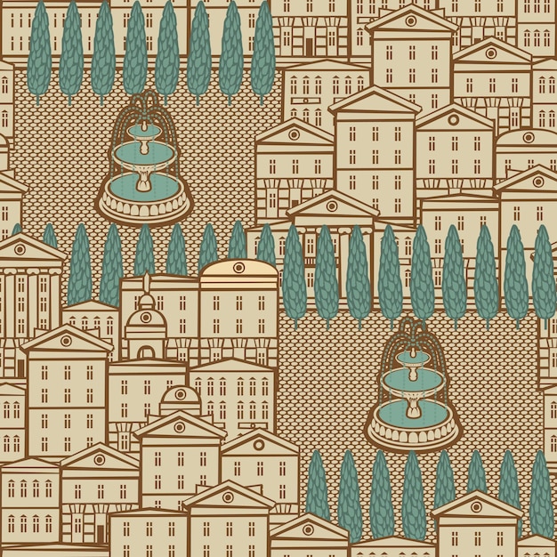 Vector seamless background with cityscape