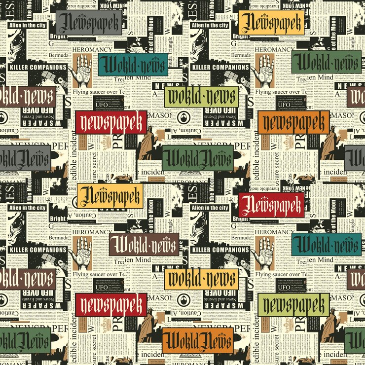 Vector seamless background with collage of newspapers