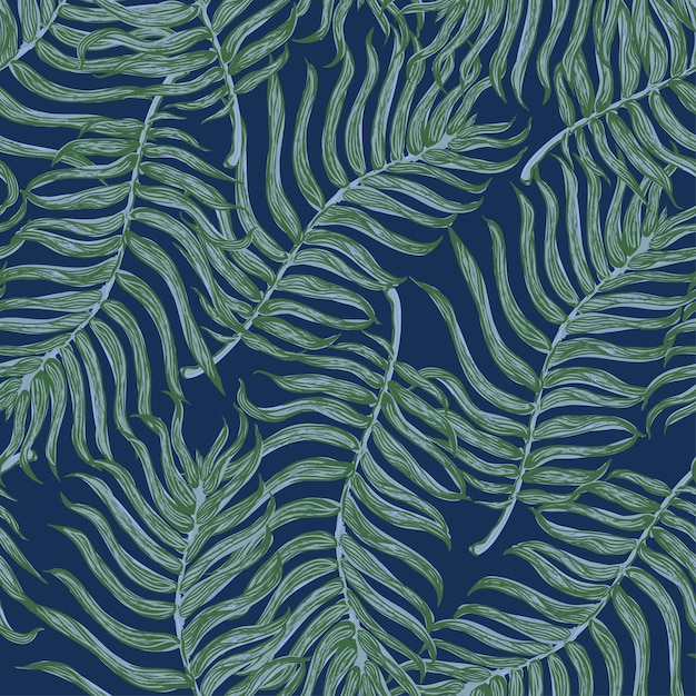 seamless background with colorful illustration of tropical palm leaves
