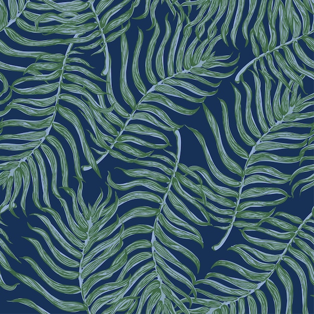 Seamless background with colorful illustration of tropical palm leaves