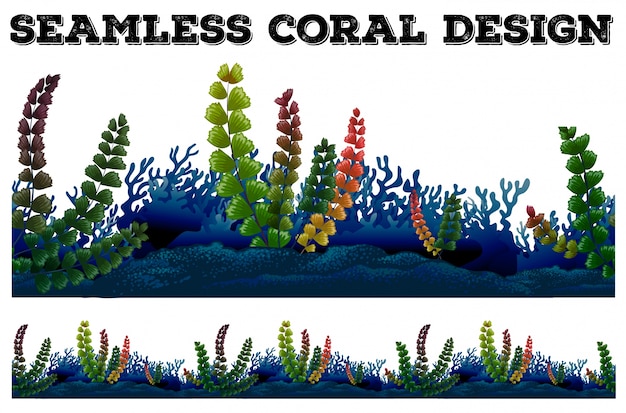 Бесшовный фон с кораллами и морскими водорослями
