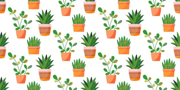 Seamless background with decorative indoor plants