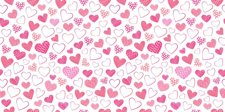 Seamless background with different stylized hearts Background for Valentine's Day