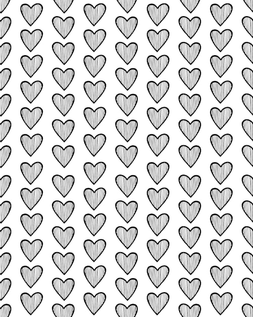 SEAMLESS BACKGROUND WITH DRAWN HEARTS IN VECTOR