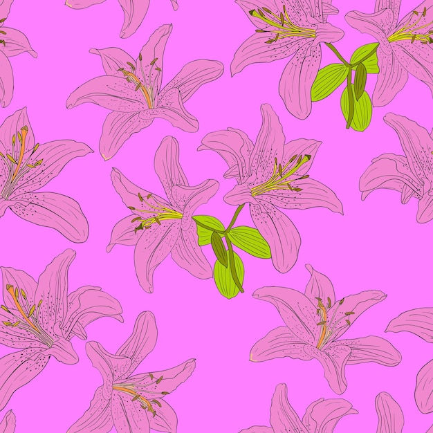 Seamless background with flower lily