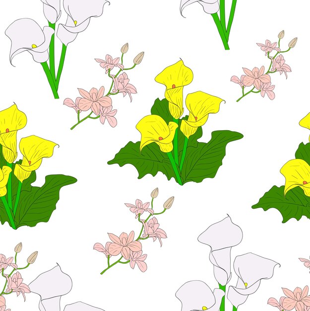 Vector seamless background with flower