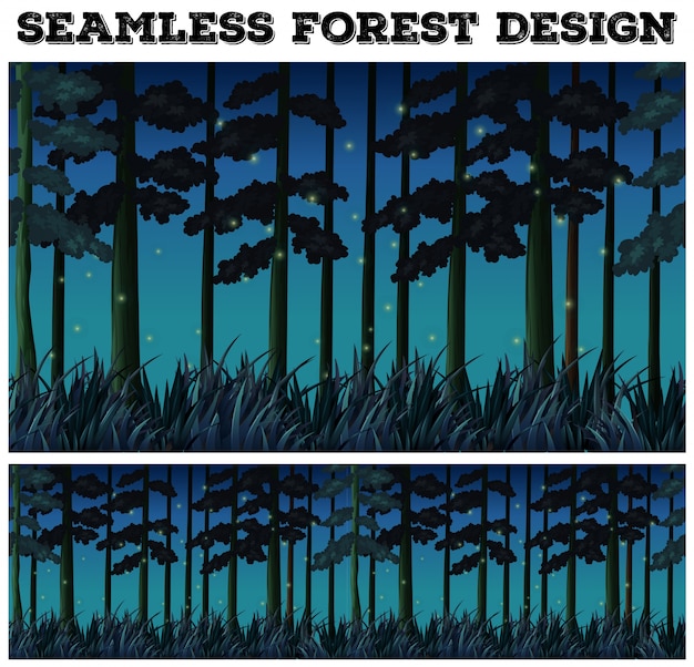 Seamless background with forest at night