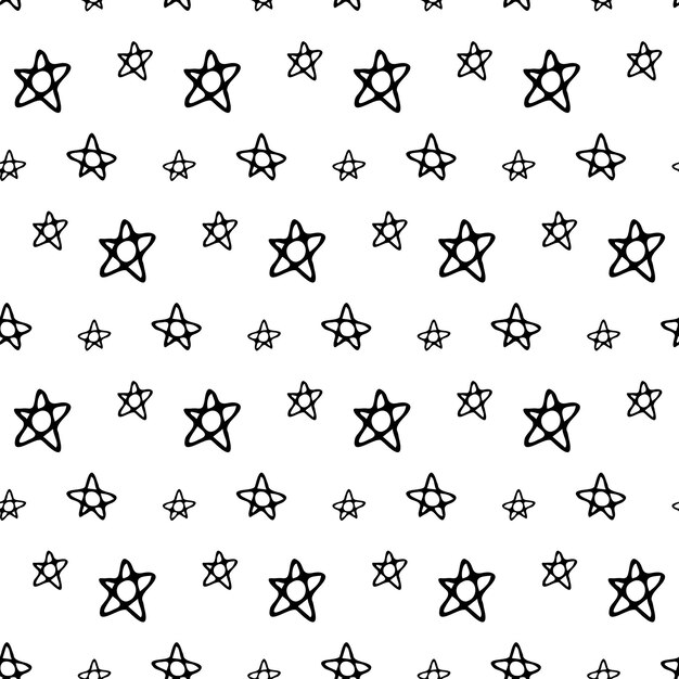 seamless background with hand drawn stars on white christmas or new year pattern festive wrap