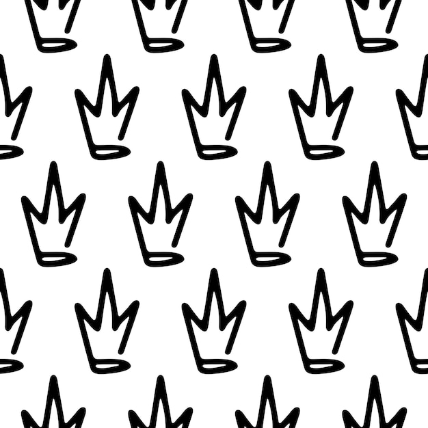 seamless background with handdrawn crowns Linear pattern