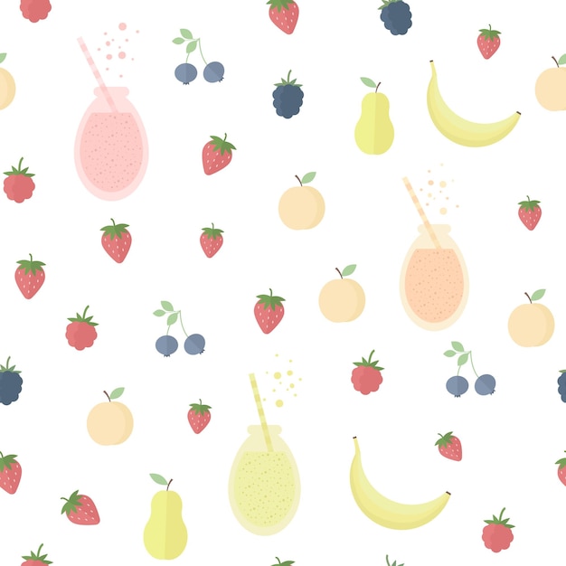 Seamless background with juice and fruits