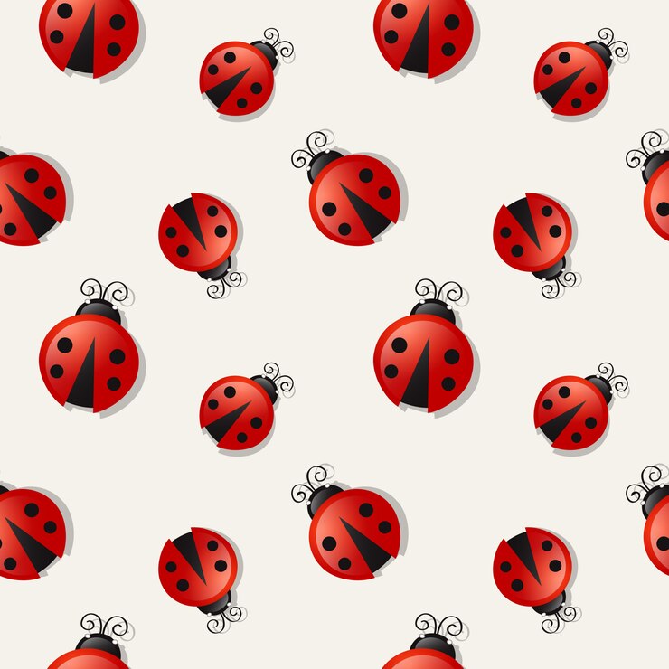 Vector seamless background with ladybugs. 