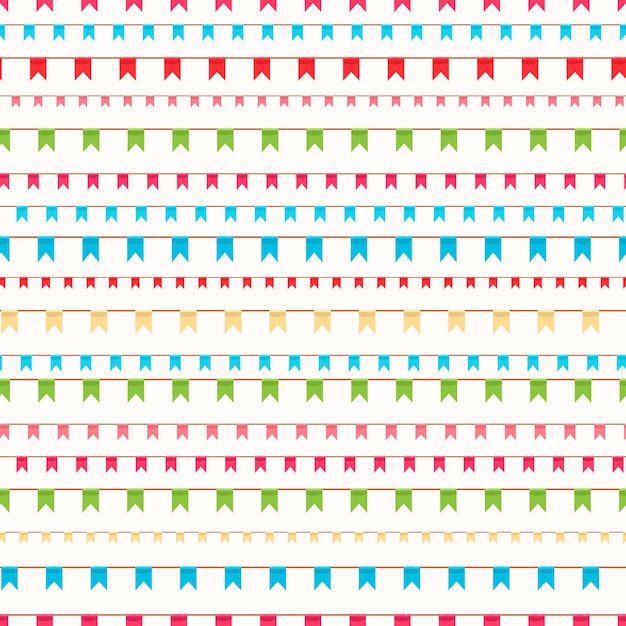 Seamless background with lots of of colored holiday flags