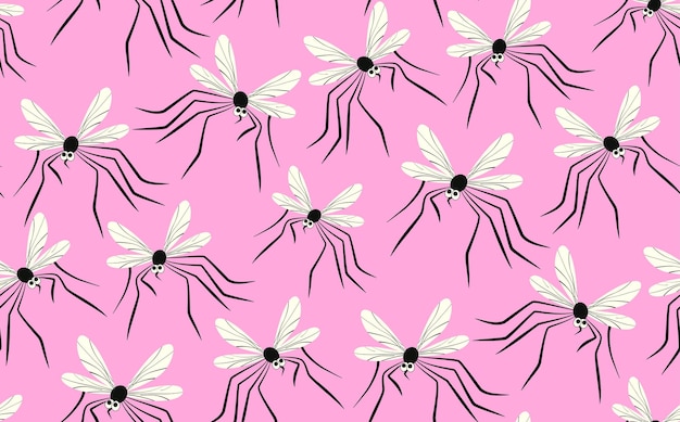 抽象的なスタイルの蚊のシームレスな背景 ベクターのカラフルなパターンと可愛い蚊のチャ
