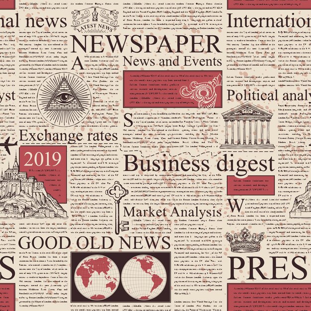 Vector seamless background with newspaper page