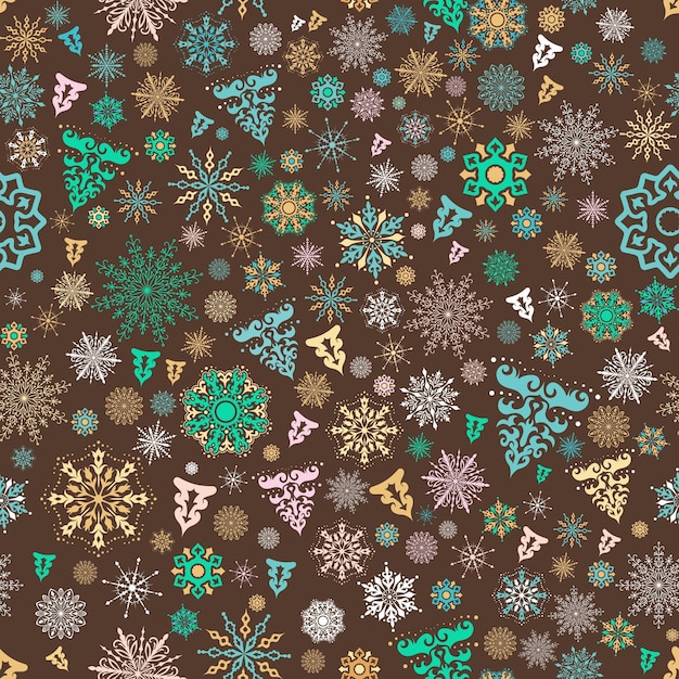 Seamless background with ornamental snowflakes for designs cards invitations