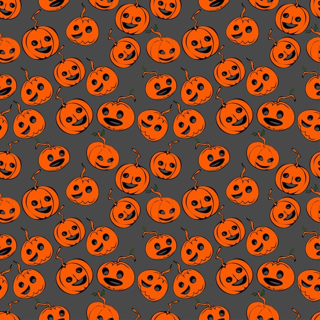 Seamless background with pumpkins Halloween illustration