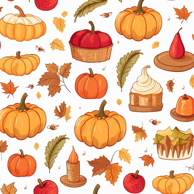 Vector seamless background with pumpkins