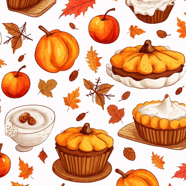 Vector seamless background with pumpkins