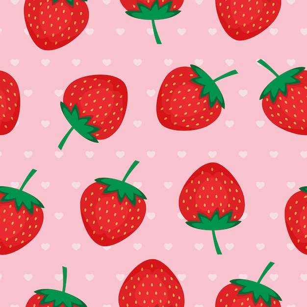 Vector seamless background with red strawberries.