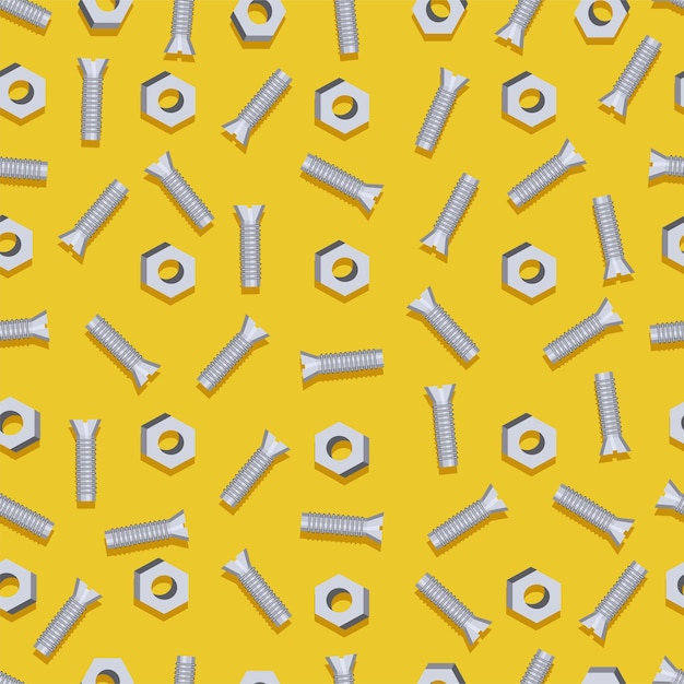 Seamless background with screws and bolts