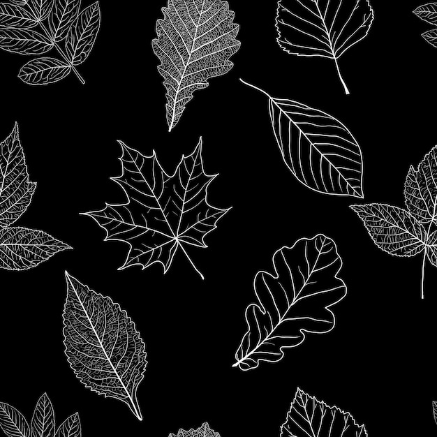 Seamless background with sketch leaves or background