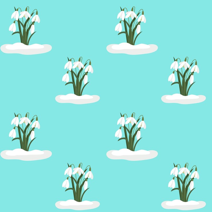 Vector seamless background with snowdrops vector