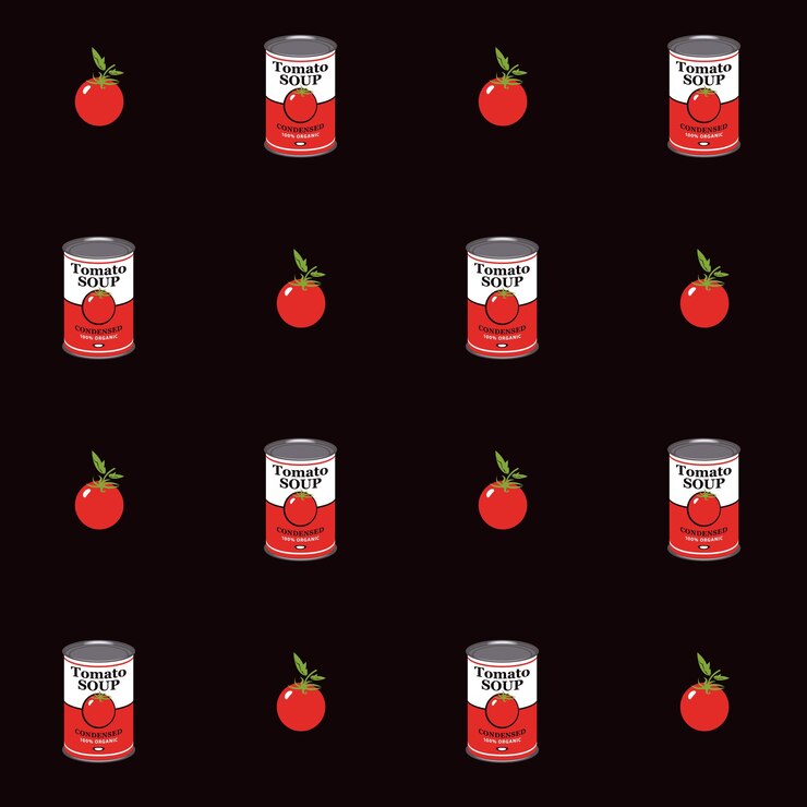 Vector seamless background with tin cans for tomato soup