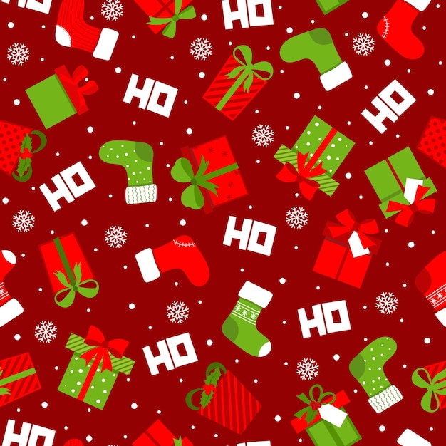 Seamless background with typography Ho ho ho