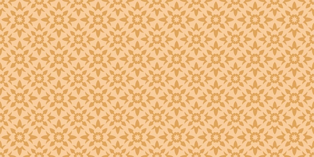 Seamless banner with brown geometric flowers and beige background