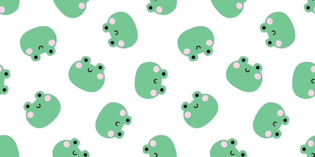 Seamless banner with cute frog heads