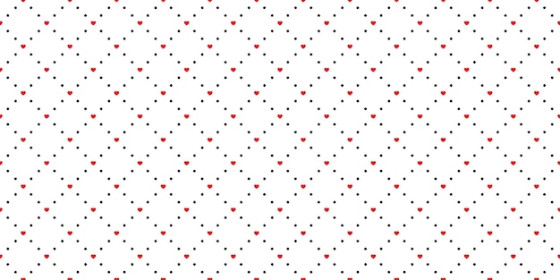 Seamless banner with red hearts and black dots