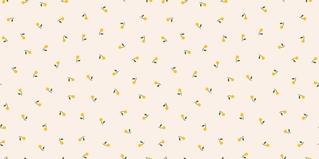 Vector seamless banner with tiny yellow flowers