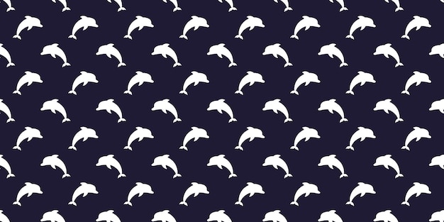 Seamless banner with white dolphins