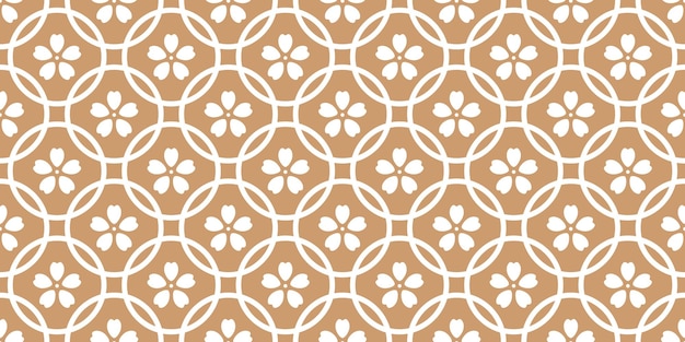 Seamless banner with white geometric flowers and circles