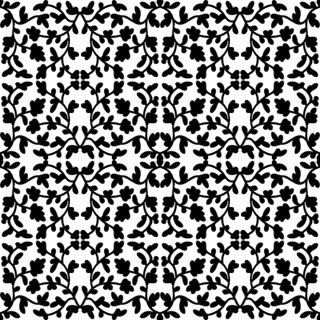 Seamless baroque pattern with floral elements. Black and white. Vector illustration.