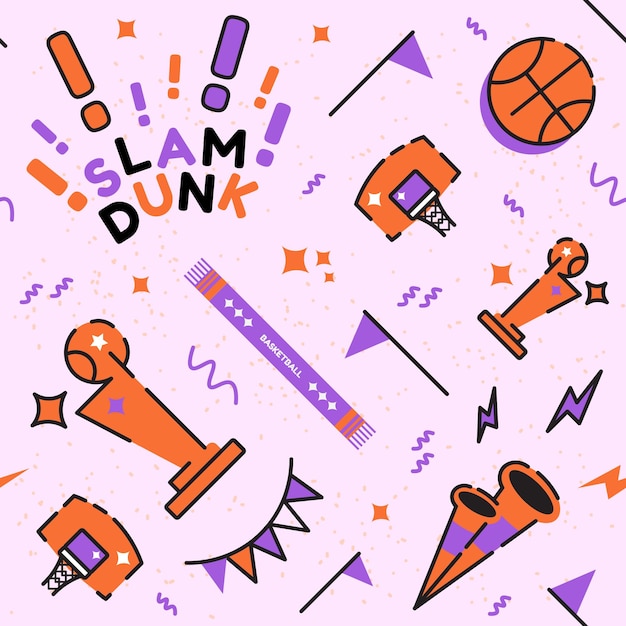 Seamless Basketball Cup Vector Pattern