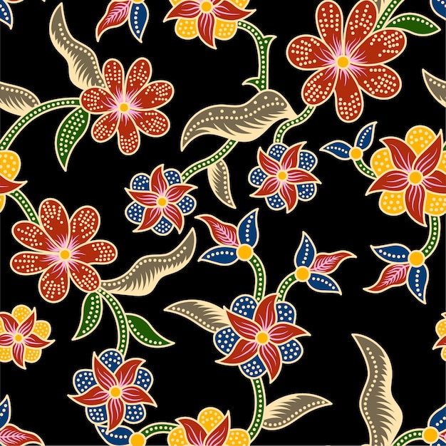 Seamless Batik Floral Pattern Background